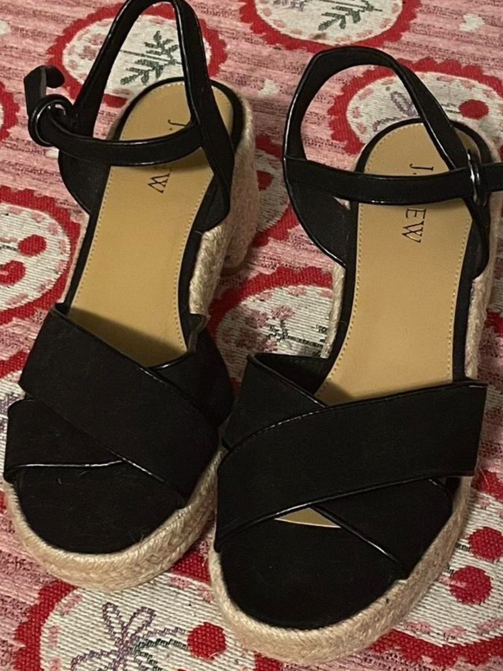J. Crew Black Women’s Espadrille Platform Sandals with Ankle Strap